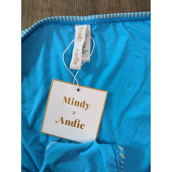 Mindy x Andie Swim The Bikini Bottom Splash Blue Size Large - Picture 2 of 8